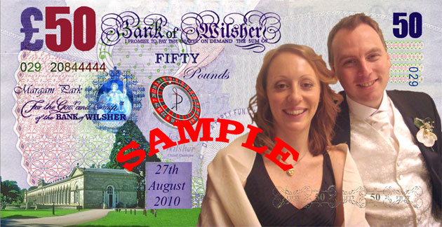 Wilsher Wedding - Jessica & Simon's wedding casino entertainment money - Margam Park, Margam